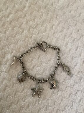 Silver Nautical Ocean Themed Charm Bracelet
